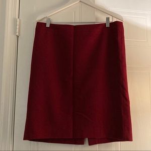 Burgundy J. Crew Pencil skirt in double-serge wool. Size 14. Fully lined.